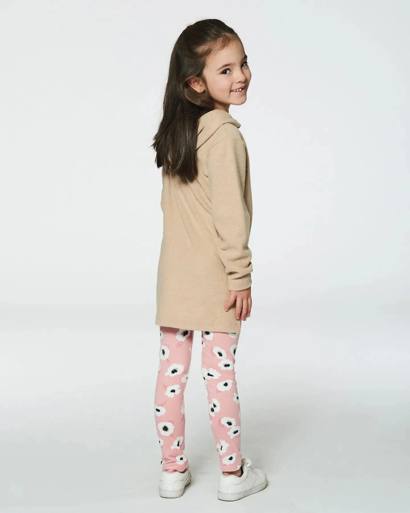 Printed Leggings Pink With White Flowers