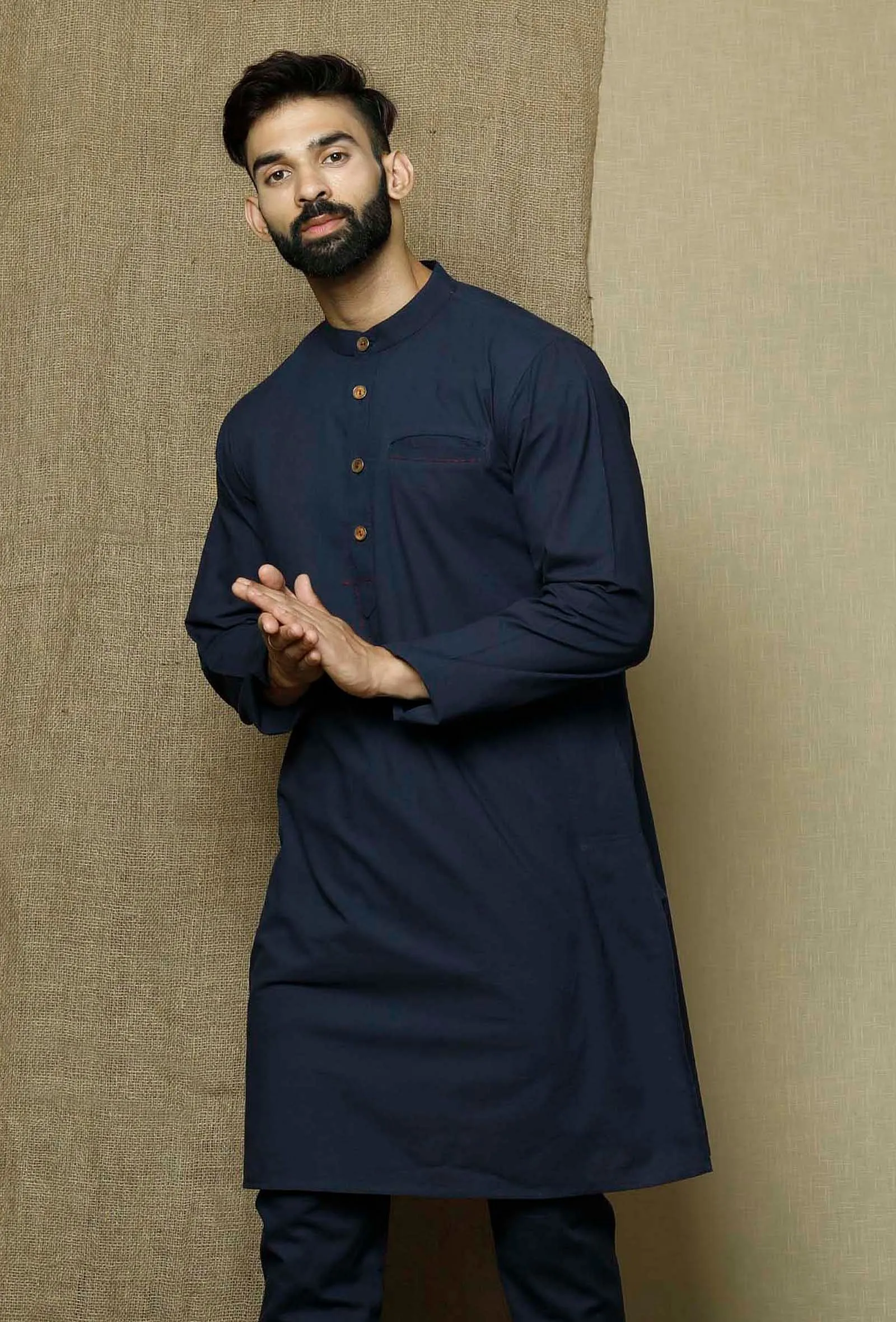 Prussian Blue  Cotton Kurta