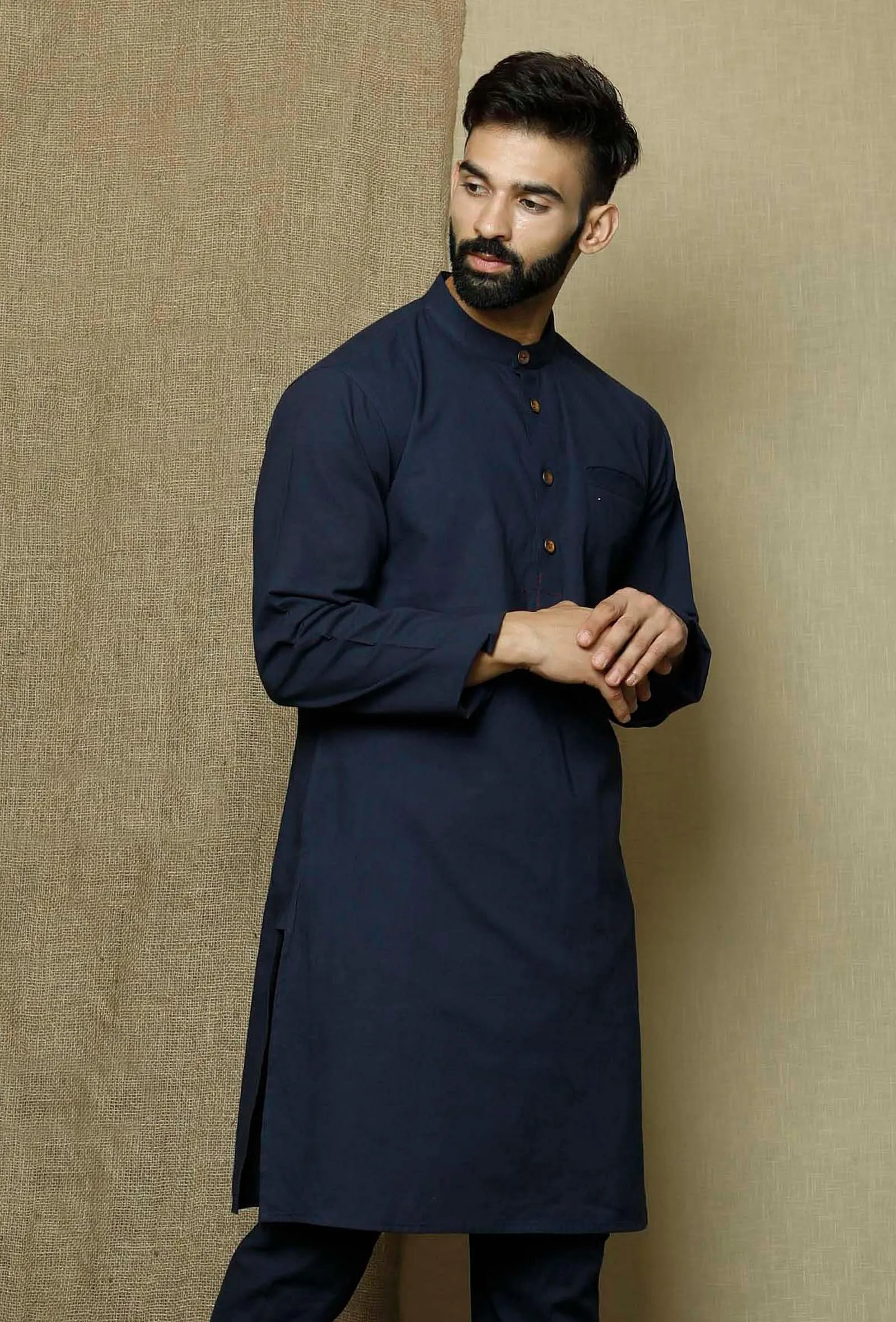 Prussian Blue  Cotton Kurta