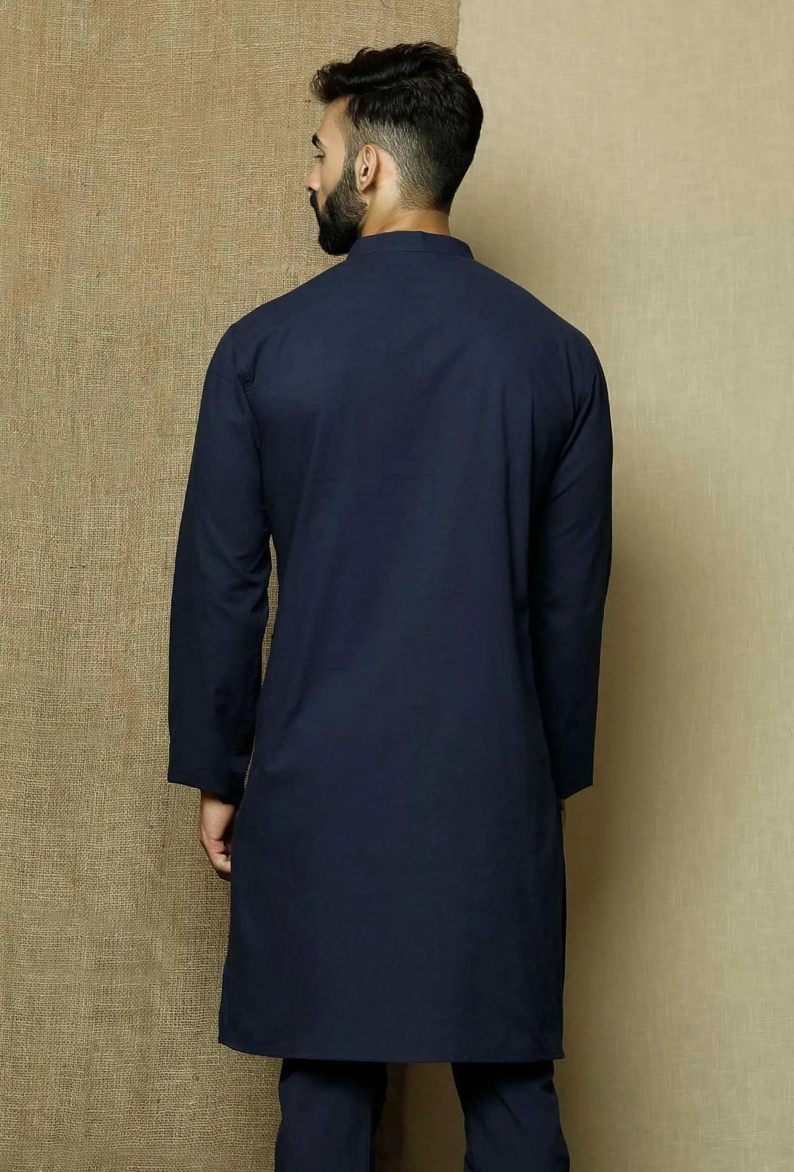 Prussian Blue  Cotton Kurta