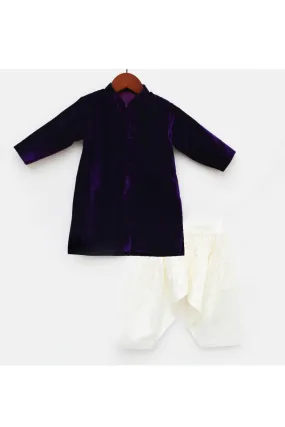 Purple Velvet Achkan With Salwar Set