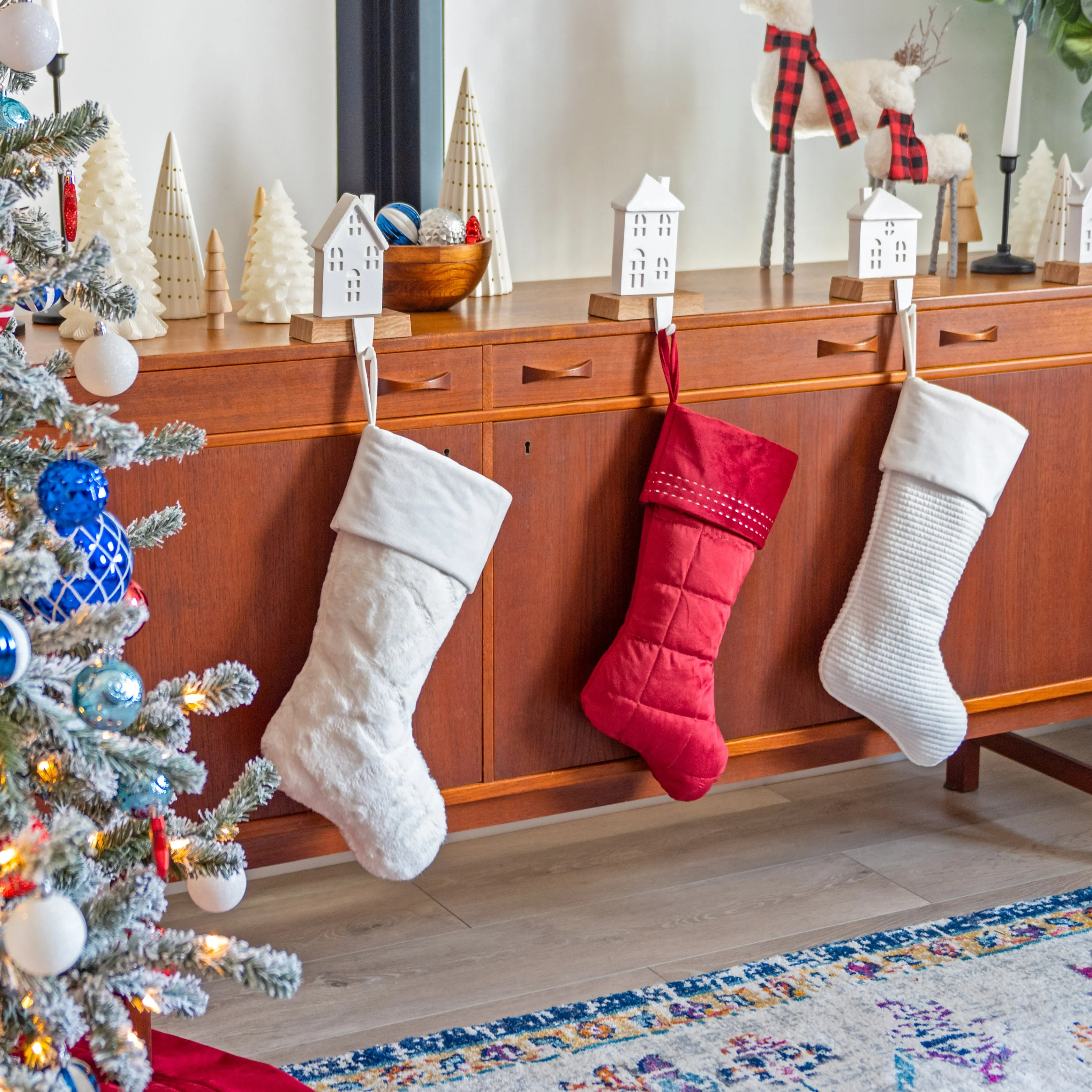 Quilted Velvet Christmas Stocking with Pick-Stitch Detail