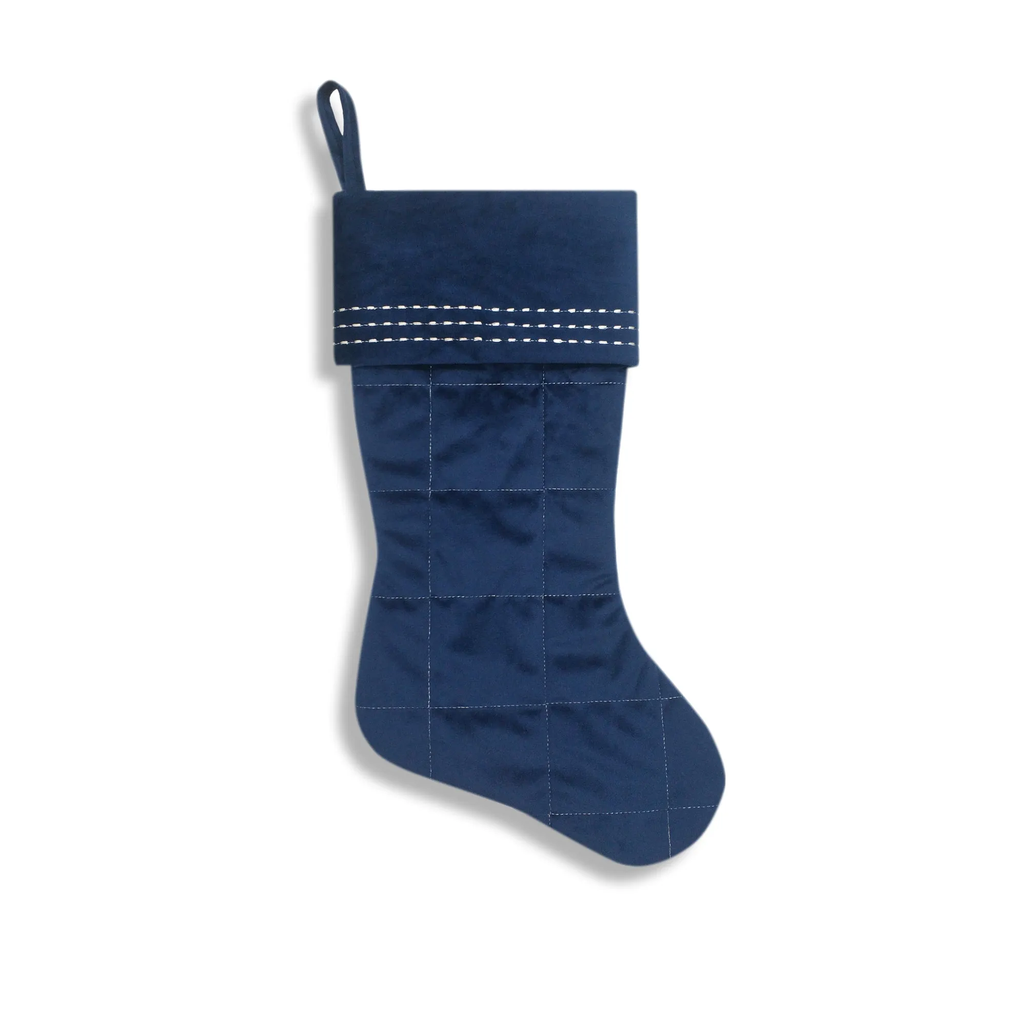 Quilted Velvet Christmas Stocking with Pick-Stitch Detail