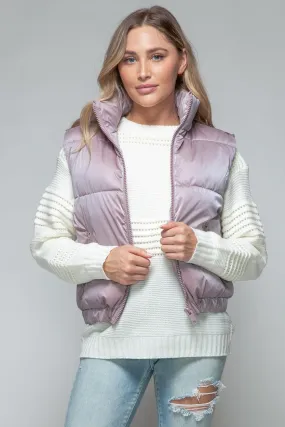 Quilted Vest Snobbish Fine Fur Lining Sleeveless Zip Up Outwear