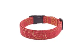 Red & Gold Marble Dog Collar