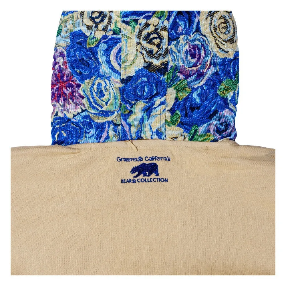 Removable Bear Blue Flowers Tall Pullover Hoodie