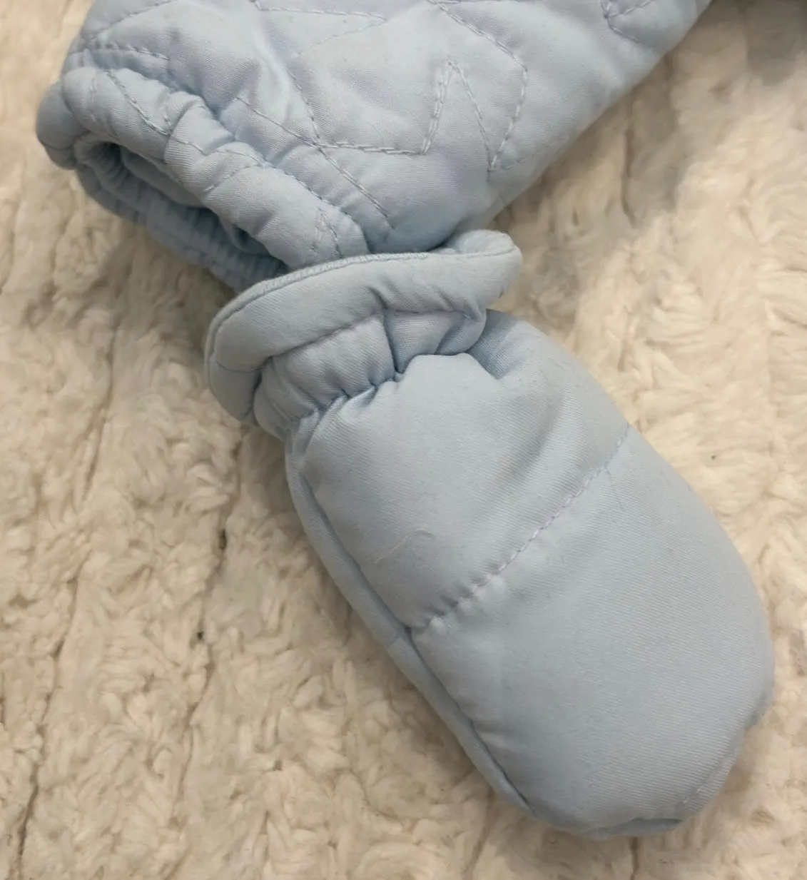 Rock a bye blue fur trim snowsuit