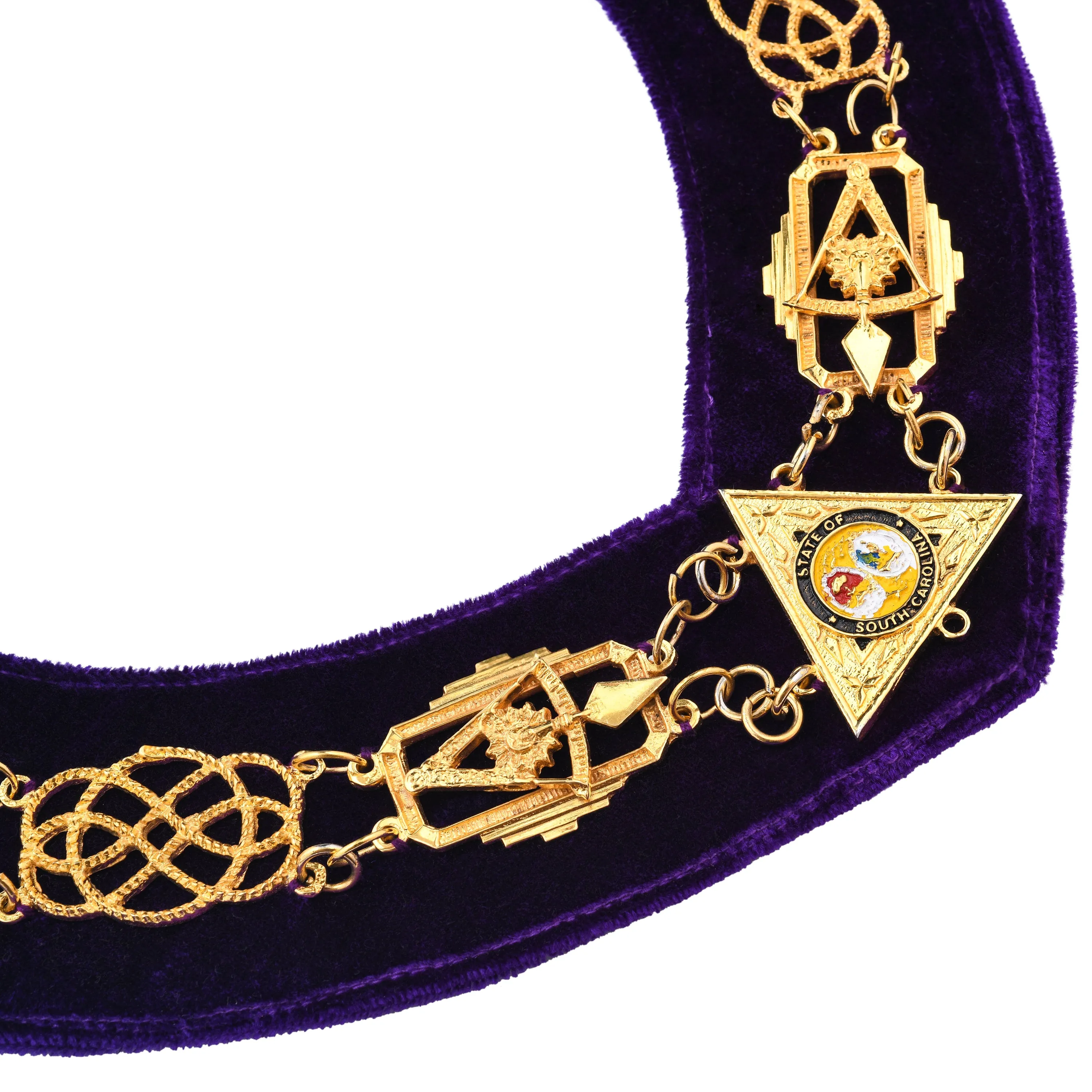 Royal & Select Masters English Regulation Chain Collar - Gold With Purple Lining