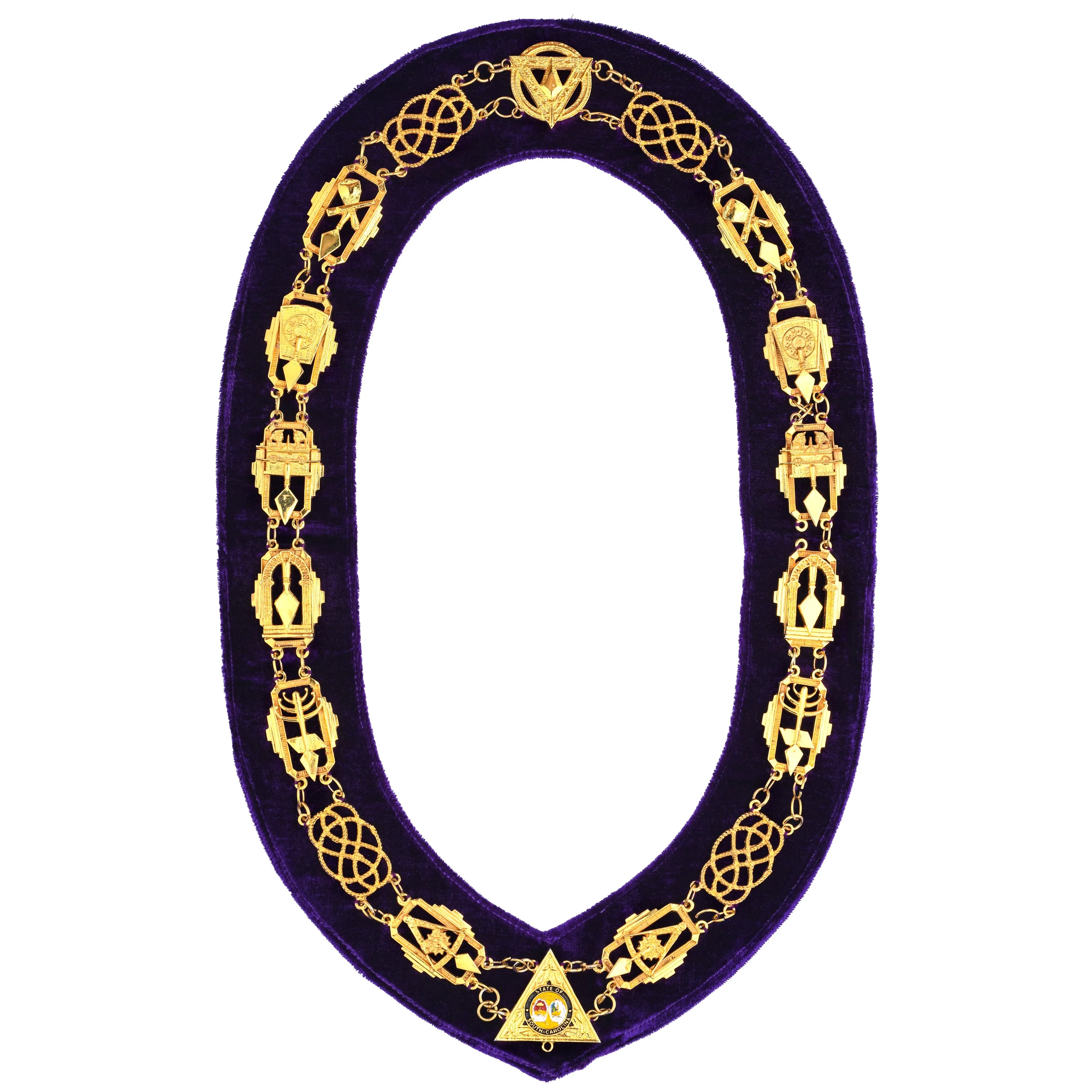 Royal & Select Masters English Regulation Chain Collar - Gold With Purple Lining