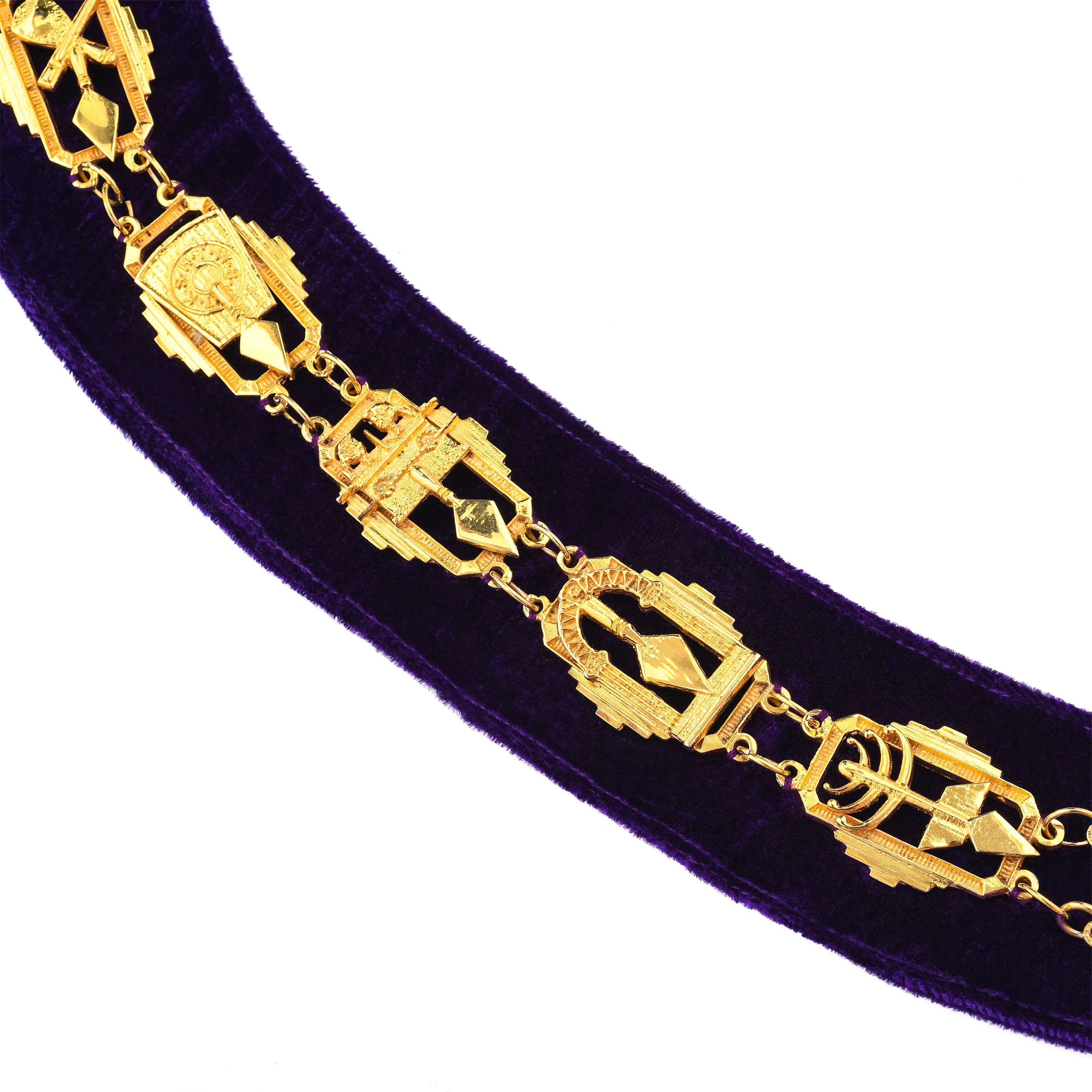 Royal & Select Masters English Regulation Chain Collar - Gold With Purple Lining