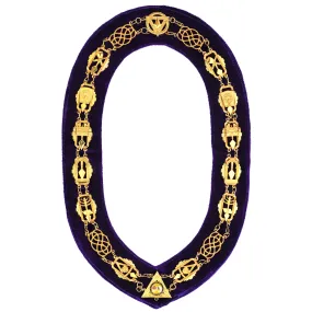 Royal & Select Masters English Regulation Chain Collar - Gold With Purple Lining