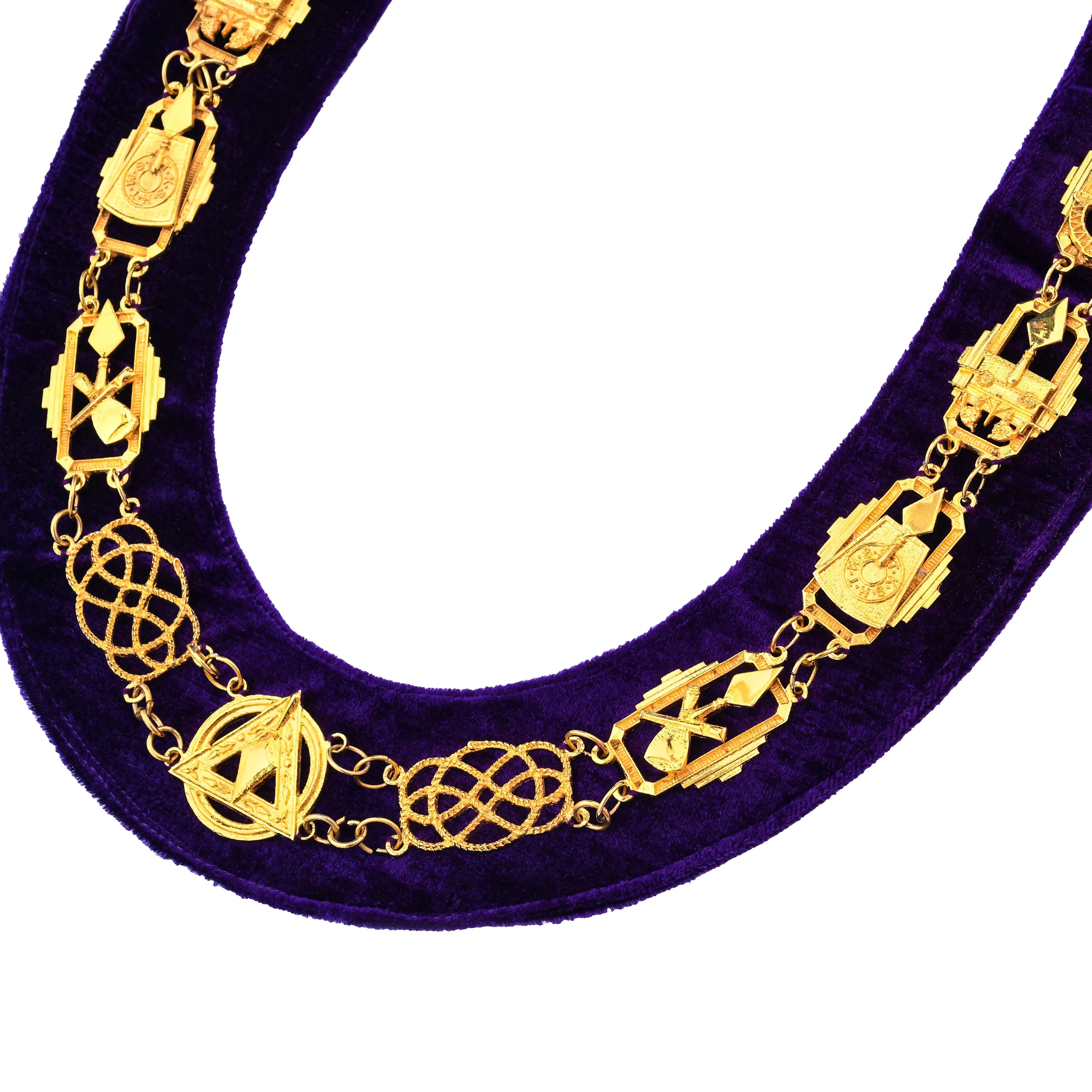 Royal & Select Masters English Regulation Chain Collar - Gold With Purple Lining