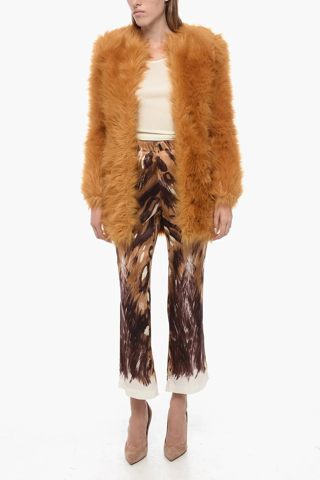 Saint Laurent Faux-fur Coat without Fastening
