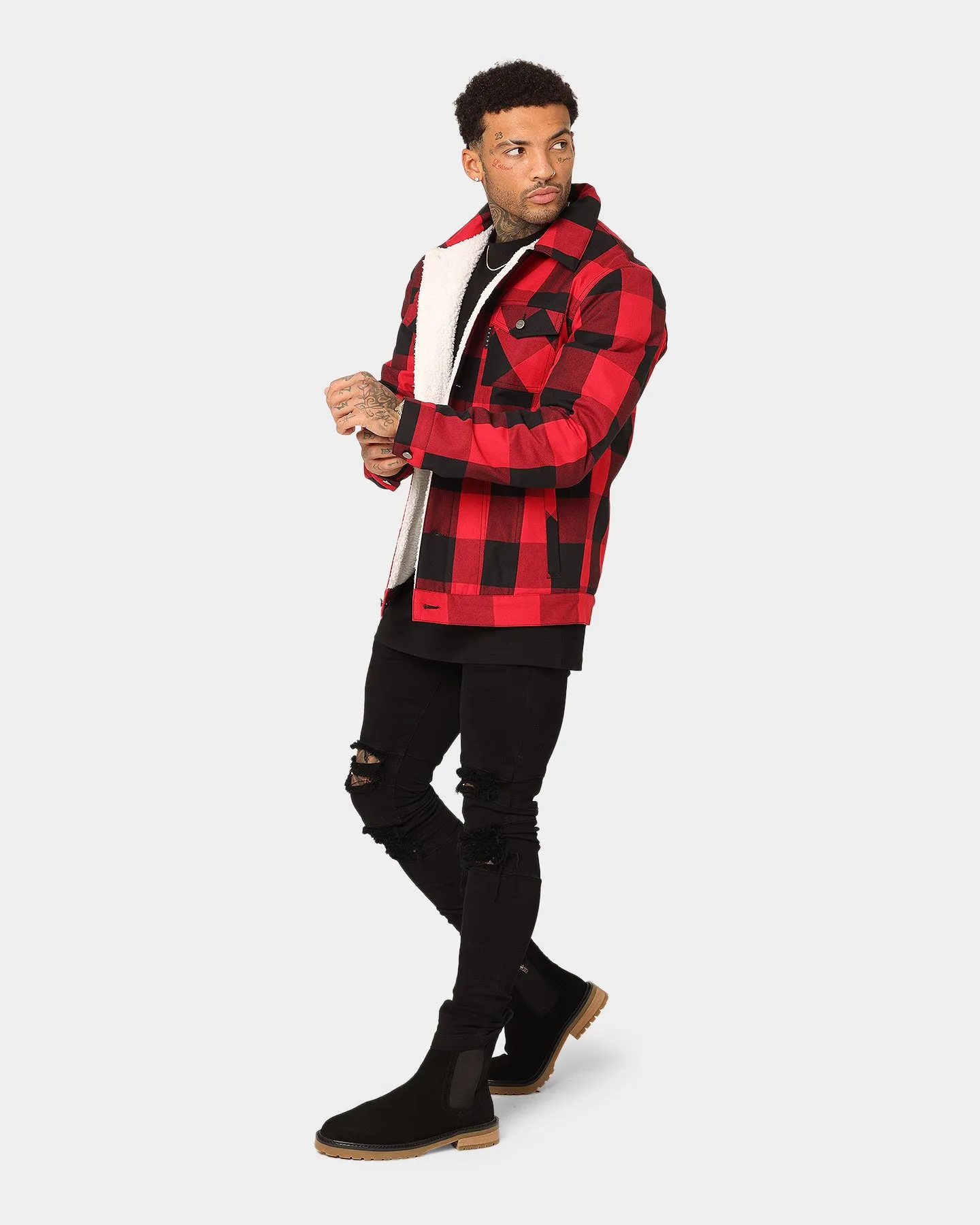 Saint Morta Checks Sherpa Jacket Black/Red