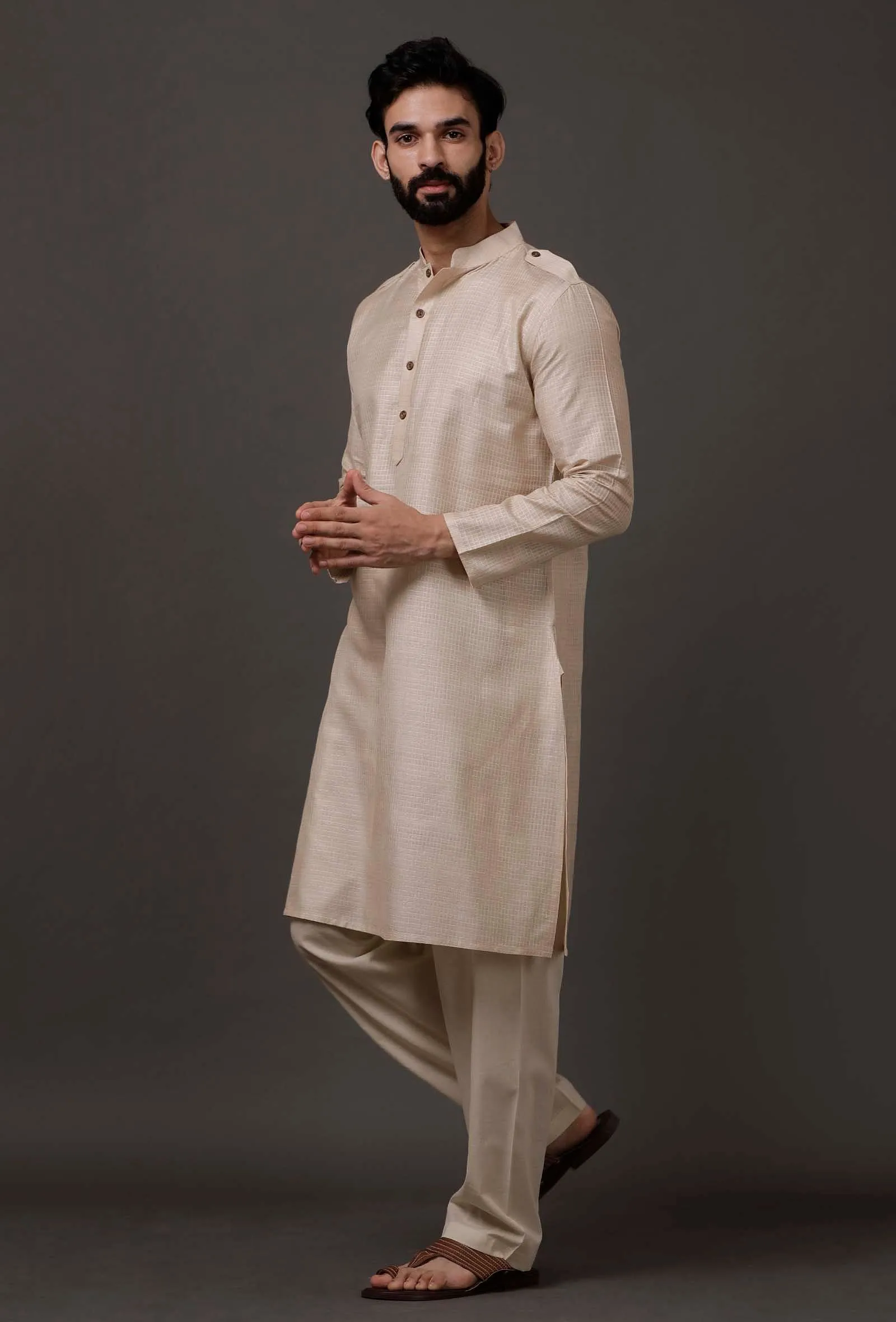 Set of 2: Ivory White Cotton Kurta Pajama