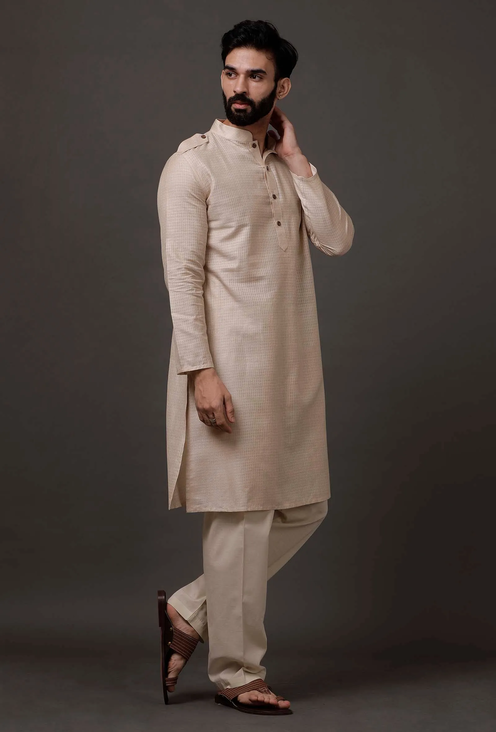 Set of 2: Ivory White Cotton Kurta Pajama