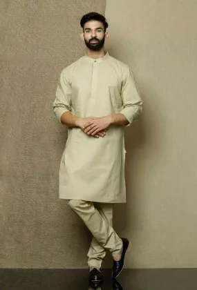 Set of 2:Muted Beige  Cotton Kurta and Pyjama