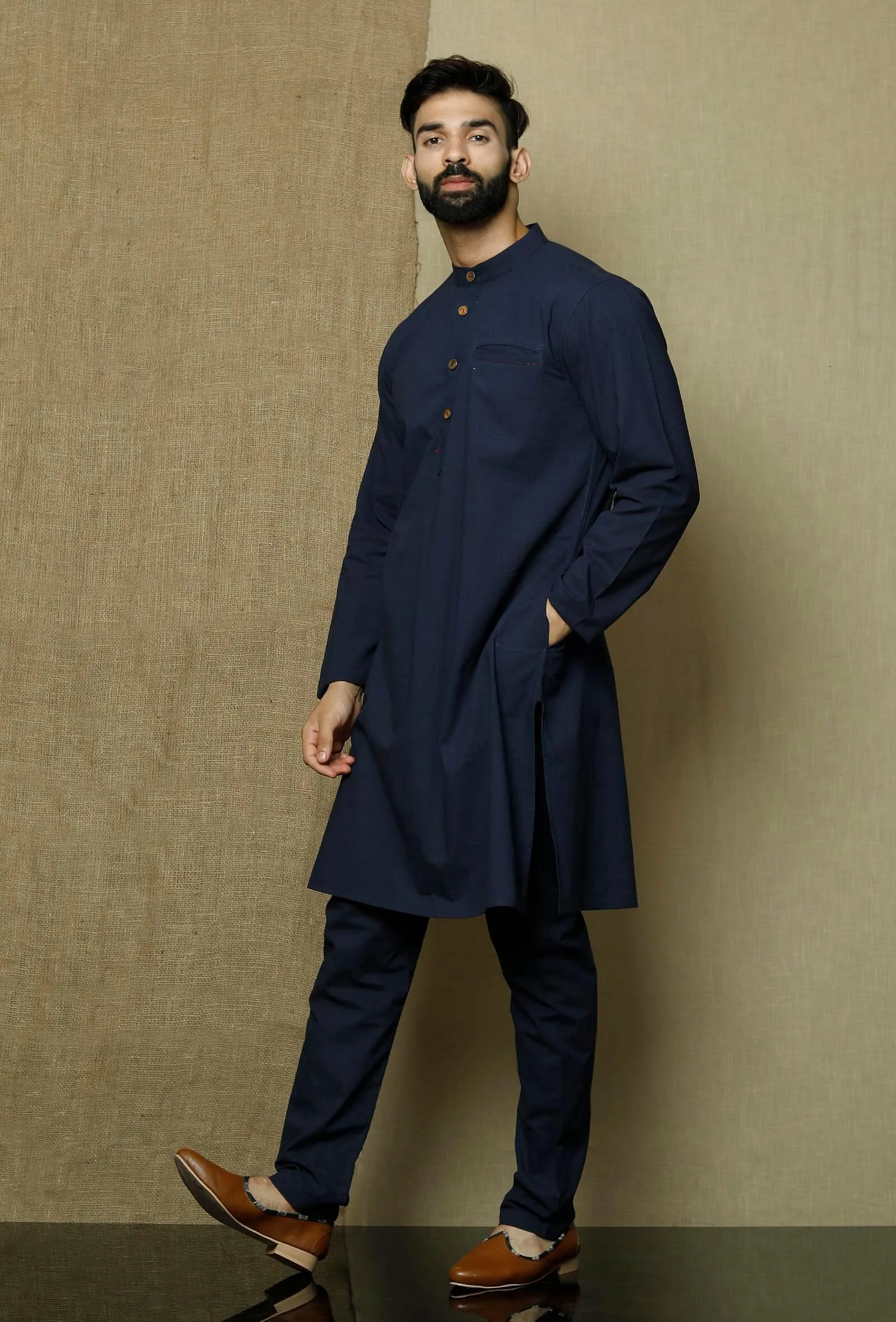 Set of 2:Prussian Blue  Kurta and Pyjama