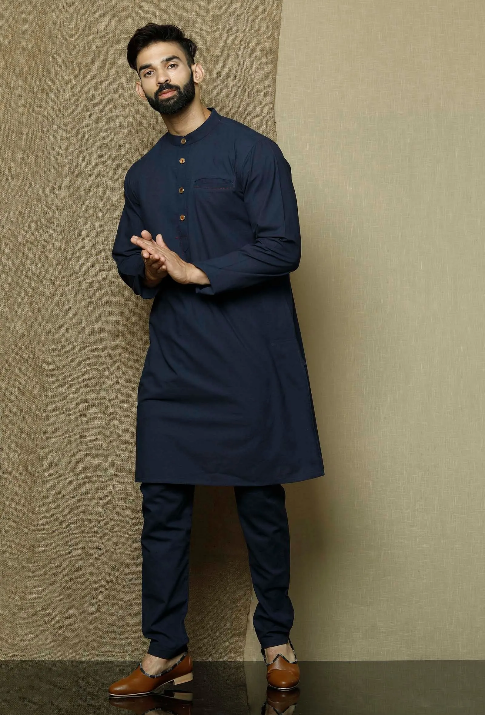 Set of 2:Prussian Blue  Kurta and Pyjama