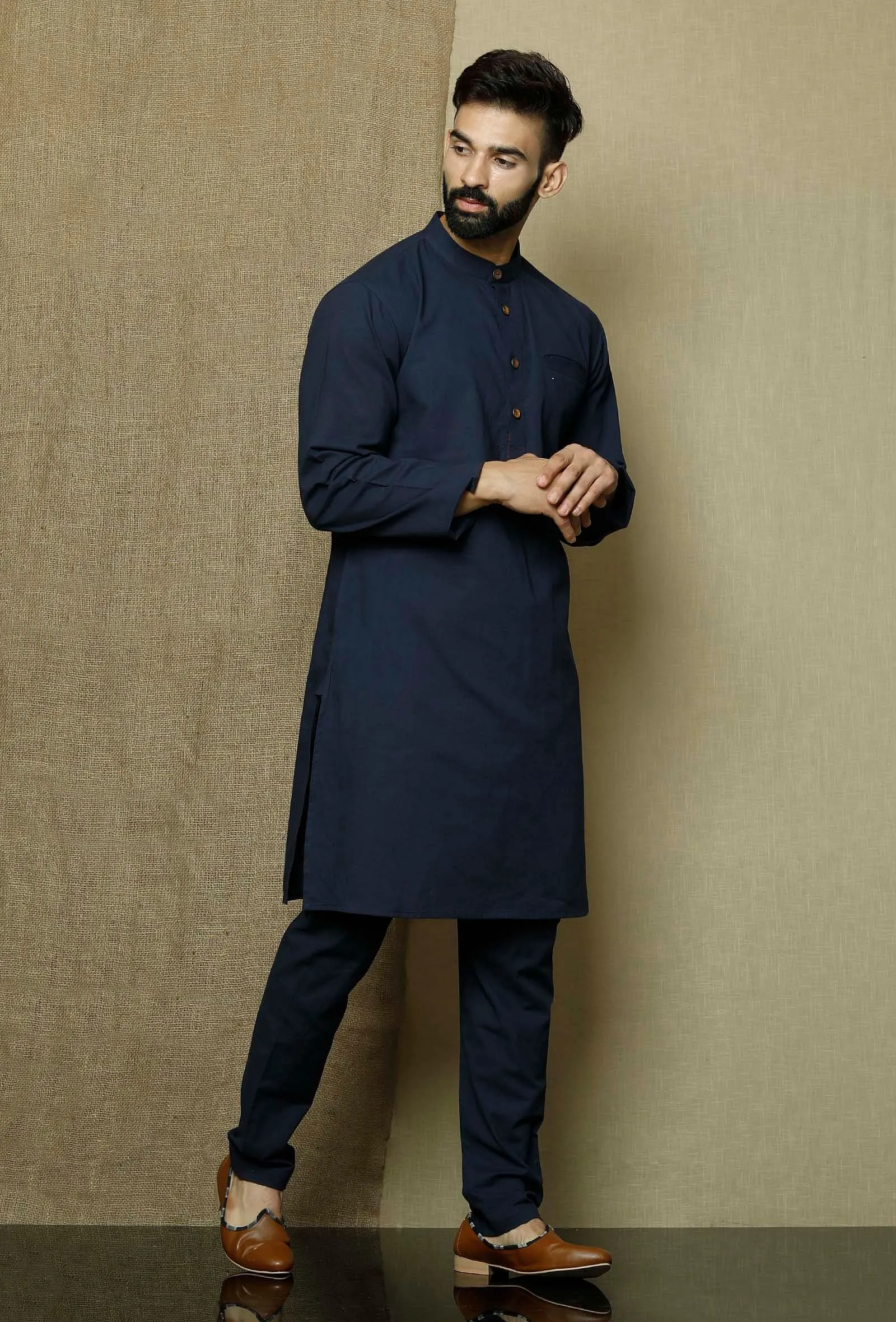 Set of 2:Prussian Blue  Kurta and Pyjama