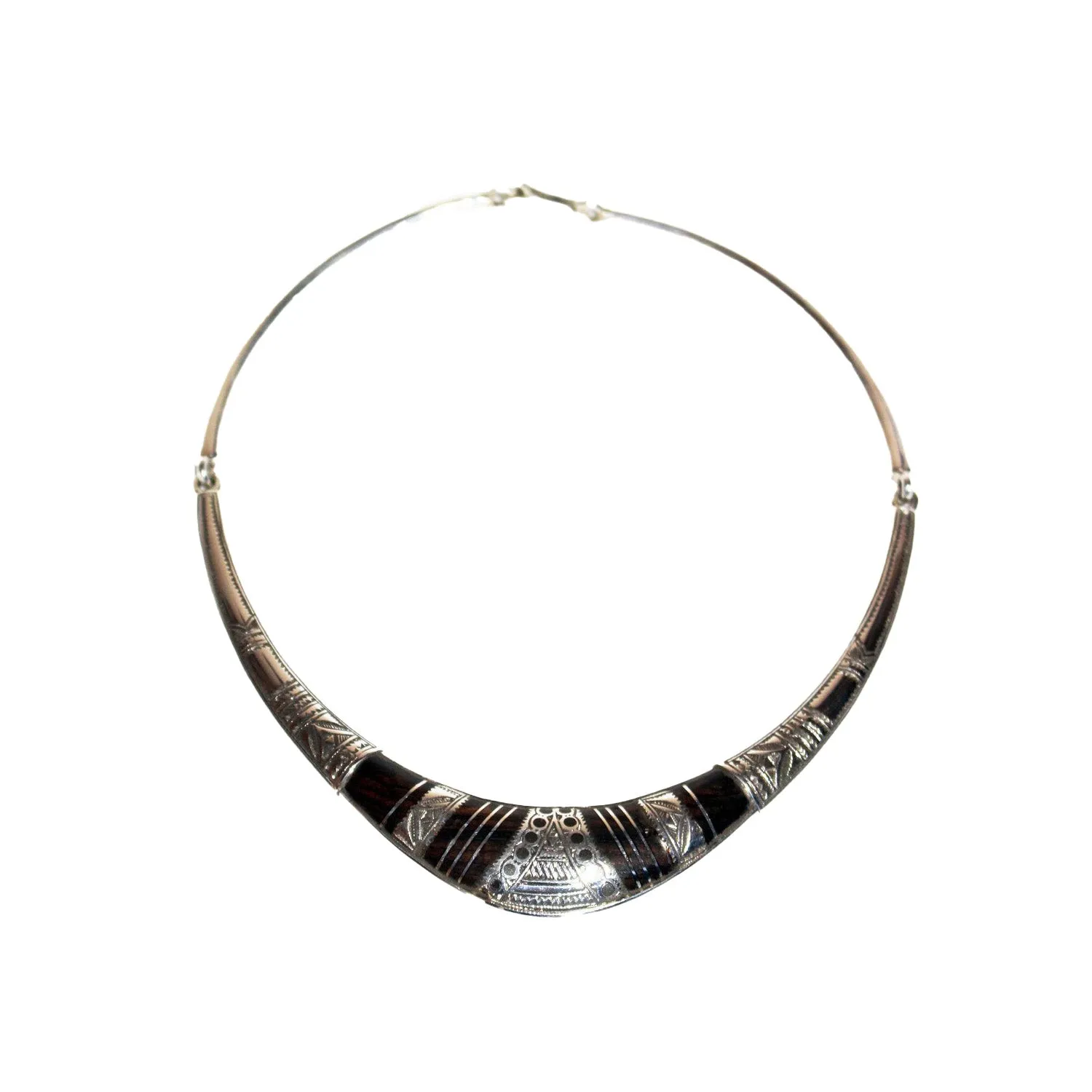 Silver and Ebony Tuareg Collar Style Necklace