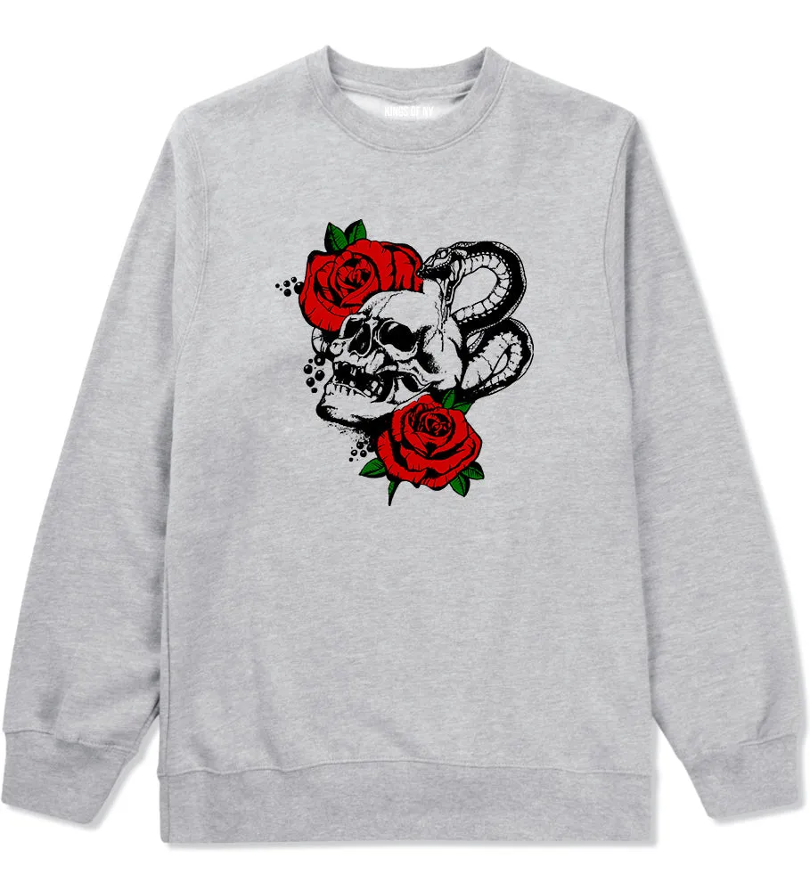 Skull And Roses Mens Crewneck Sweatshirt