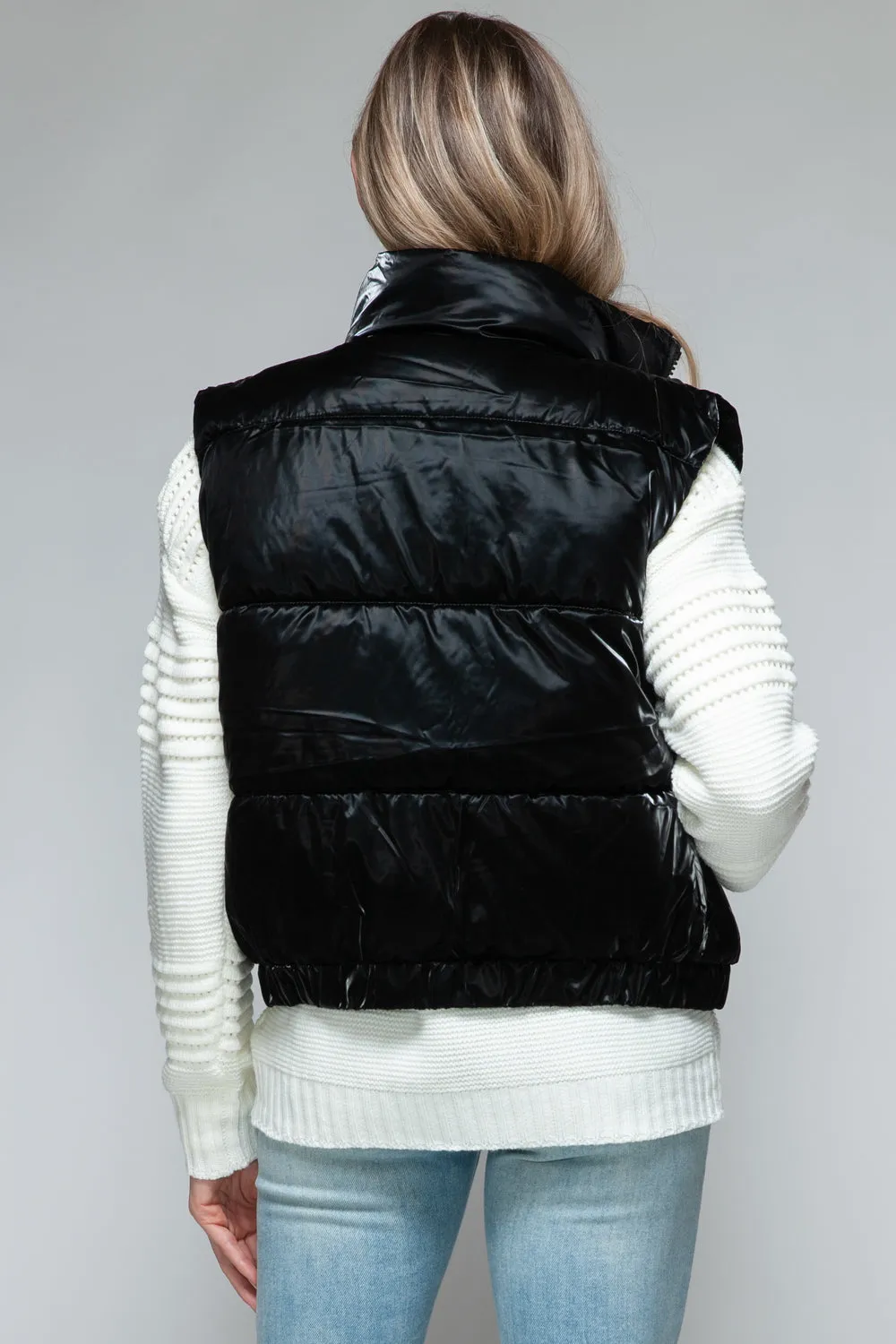 Snobbish Black Fine Fur Lining Quilted Vest Misses