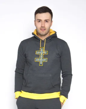 Sofa Killer warm dark grey men hoodie with yellow cuff LTU