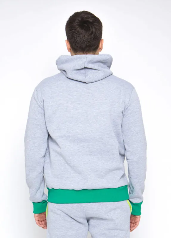 Sofa Killer warm light grey men hoodie with green cuff LTU