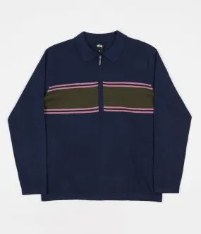 Stussy Cody Stripe Polo Sweatshirt - Navy