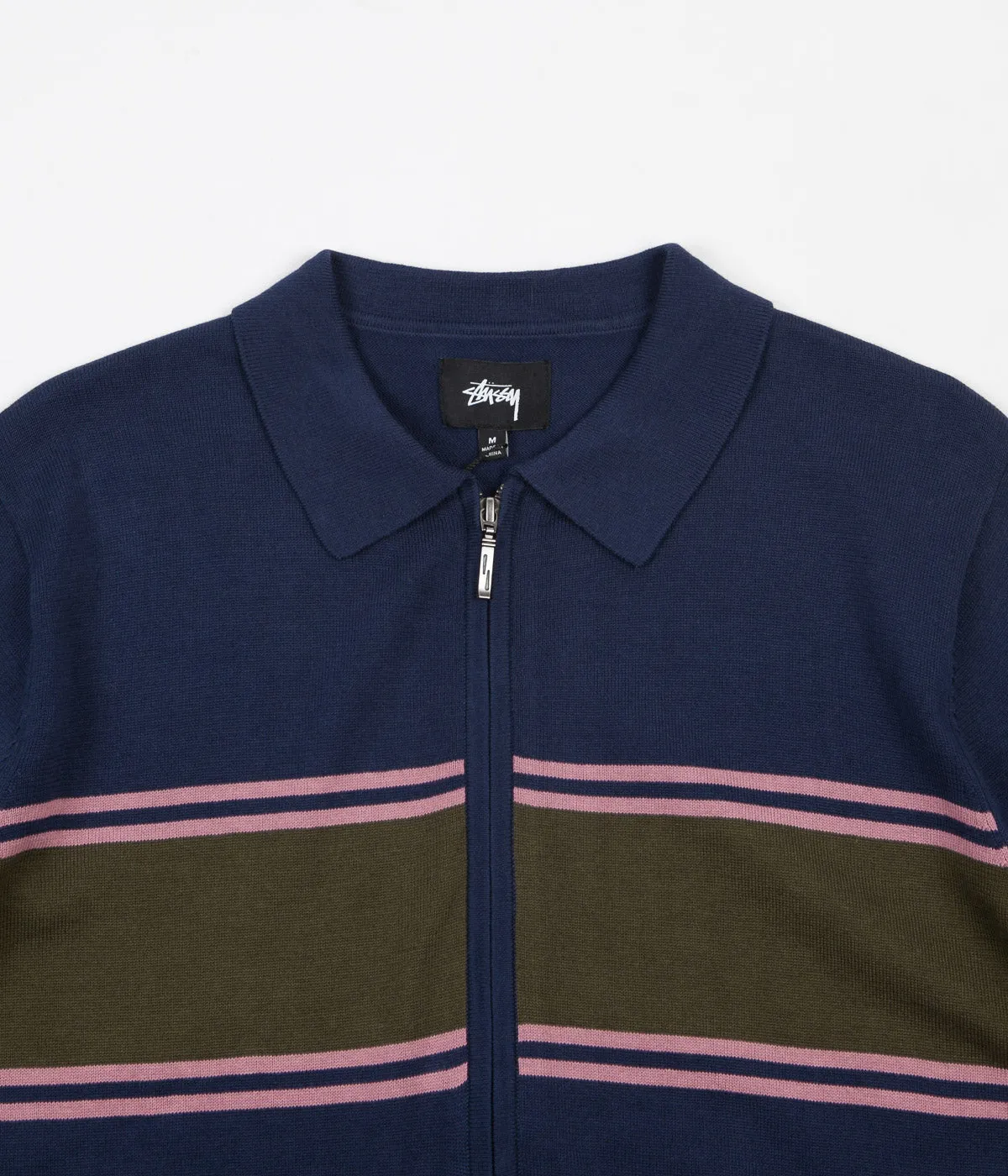 Stussy Cody Stripe Polo Sweatshirt - Navy