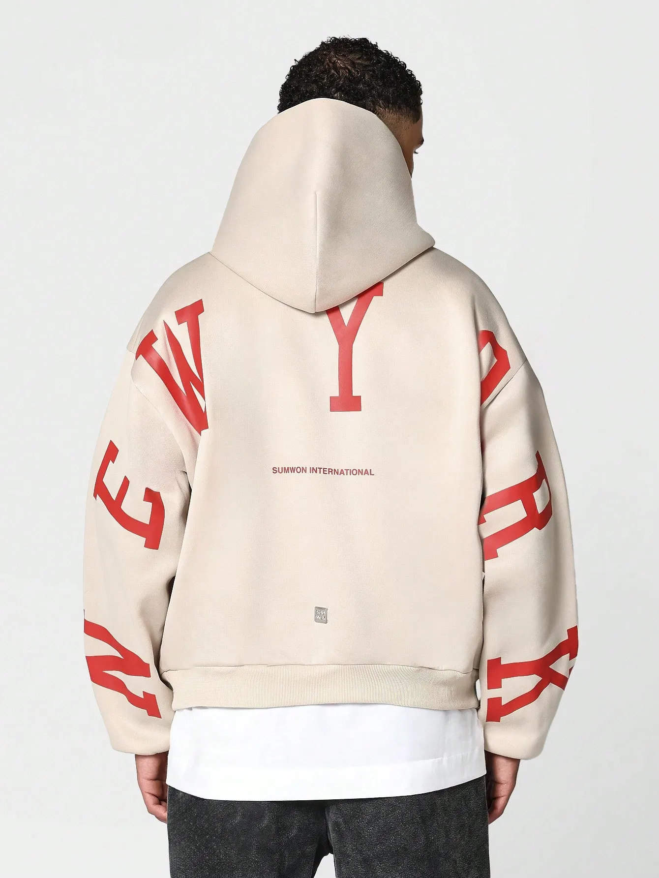 SUMWON Overhead Hoodie With Back New York Graphic Print