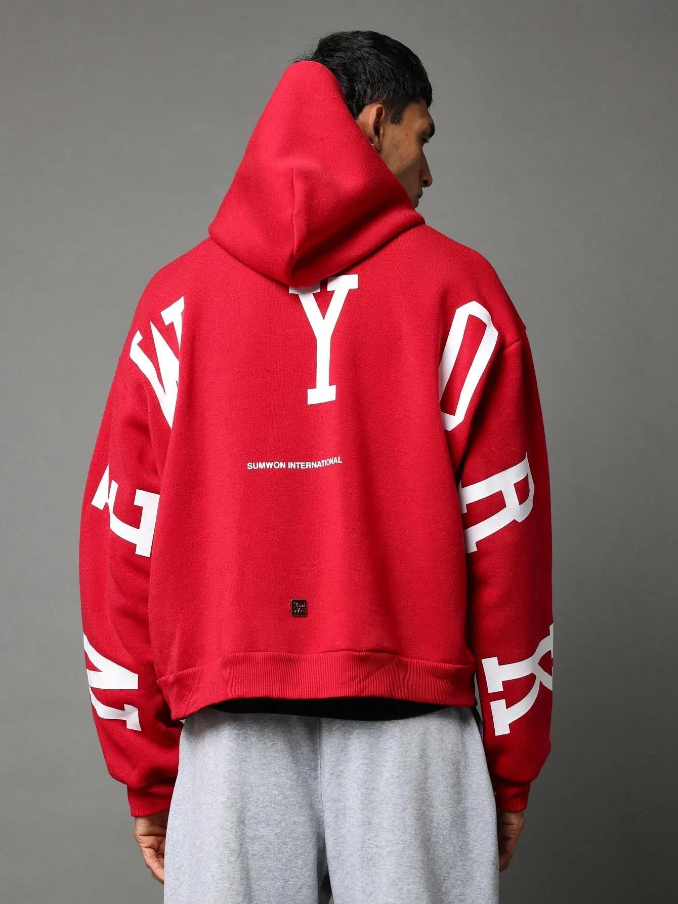 SUMWON Overhead Hoodie With Back New York Graphic Print