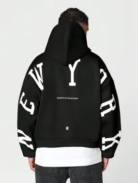 SUMWON Overhead Hoodie With Back New York Graphic Print