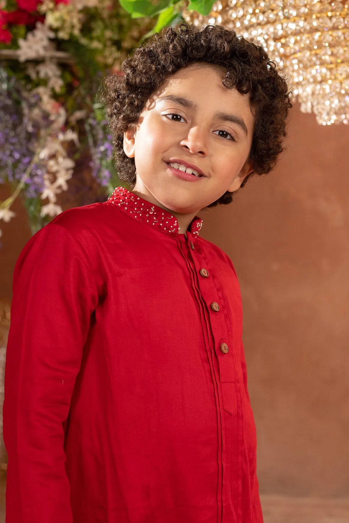 Suri  - 

Embroidered 

Red Kurta & Trouser Set