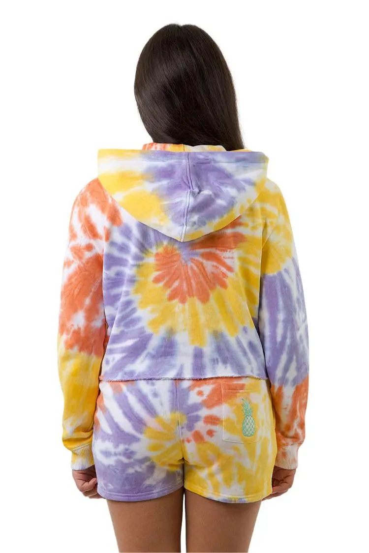 Tropic Strip Front Hoodie | Gold Tie Dye