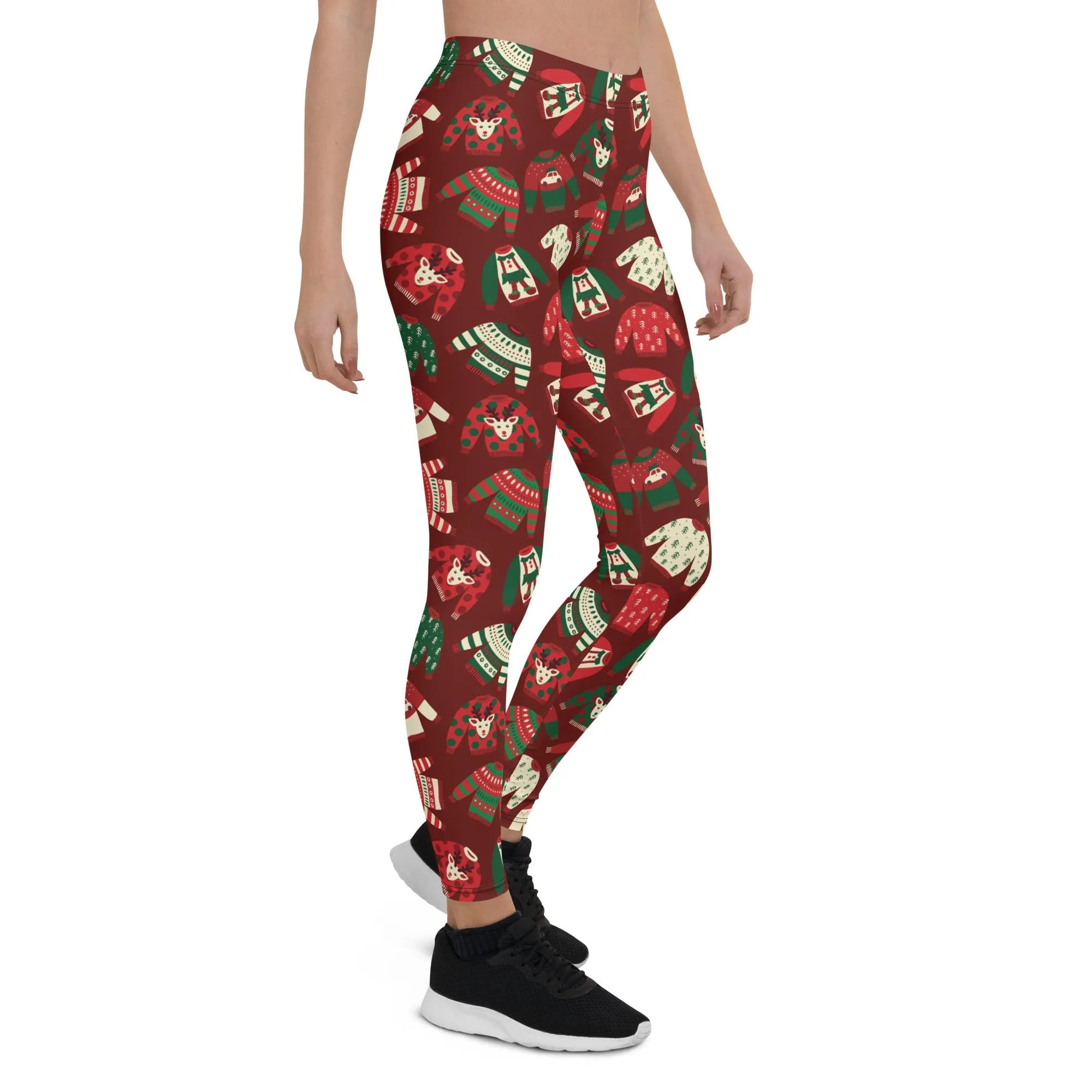 Ugly Christmas Sweater Pattern Leggings