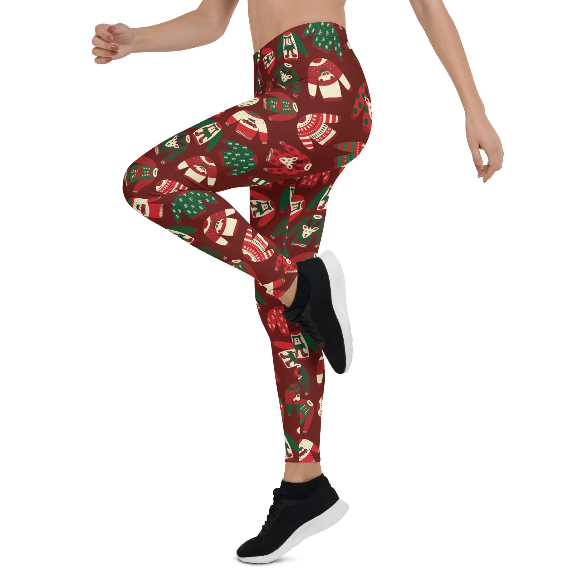 Ugly Christmas Sweater Pattern Leggings