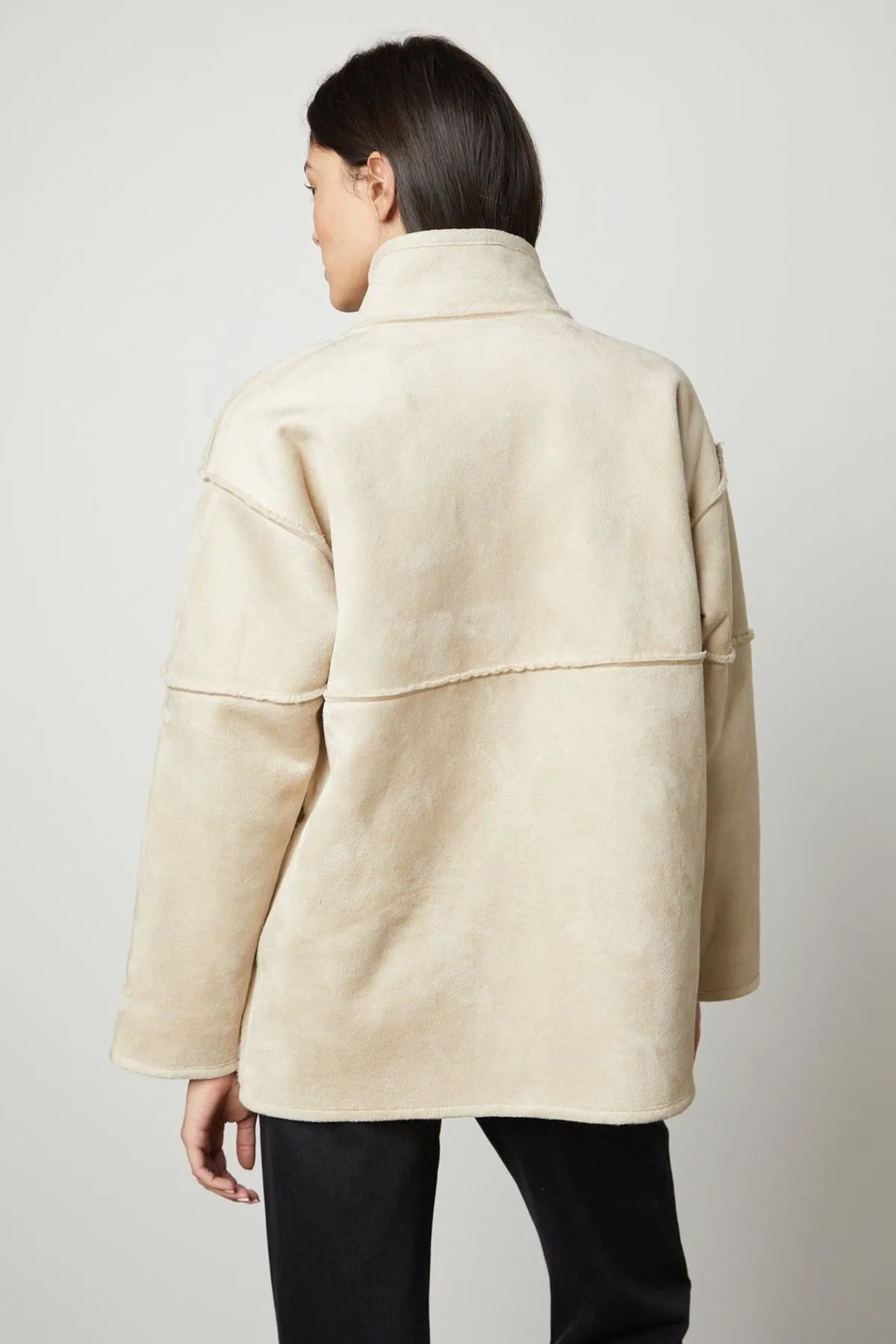 Velvet by Graham & Spencer Albany 03 Luxe Sherpa Reversible Jacket | Ecru | Clearance Final Sale