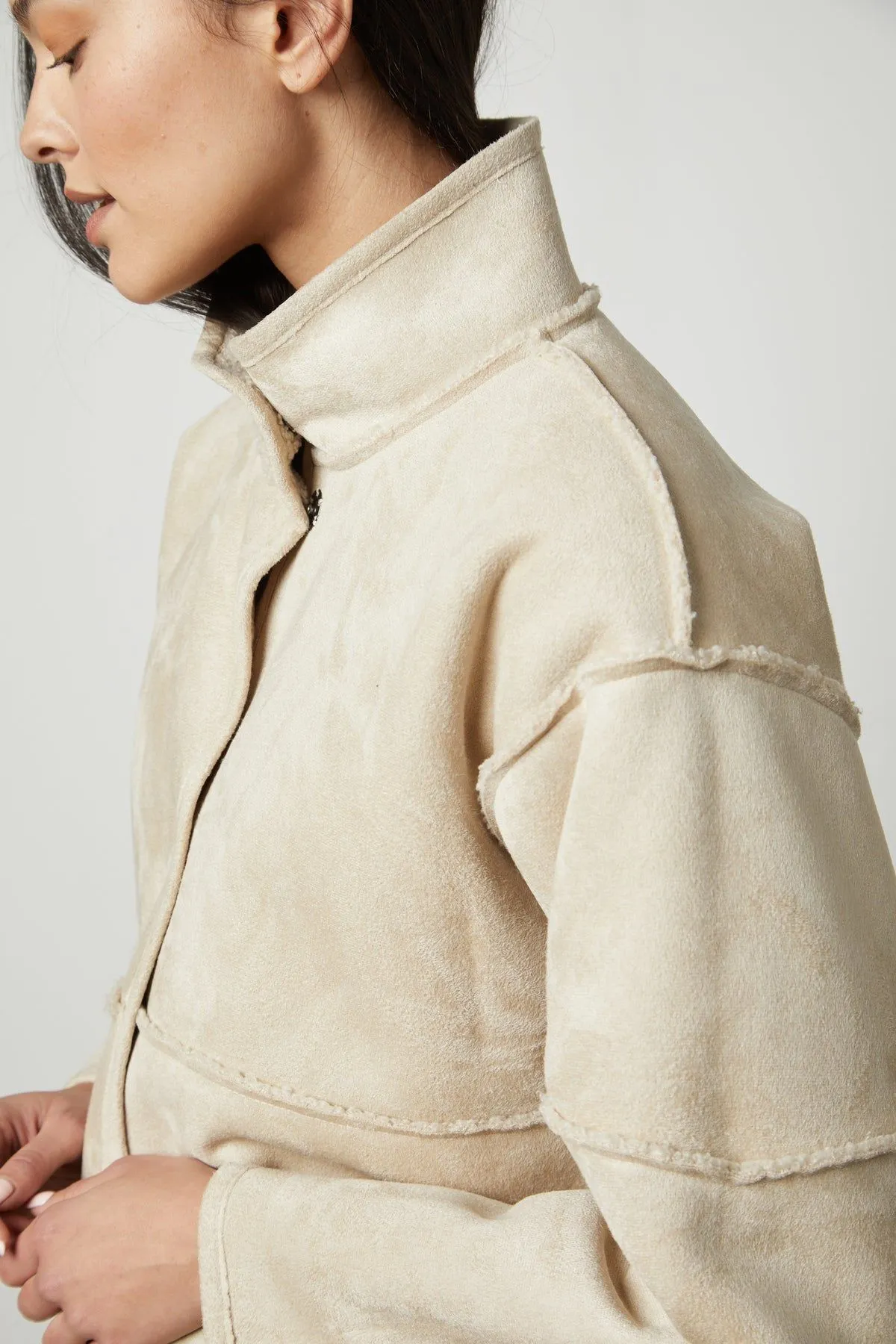 Velvet by Graham & Spencer Albany 03 Luxe Sherpa Reversible Jacket | Ecru | Clearance Final Sale