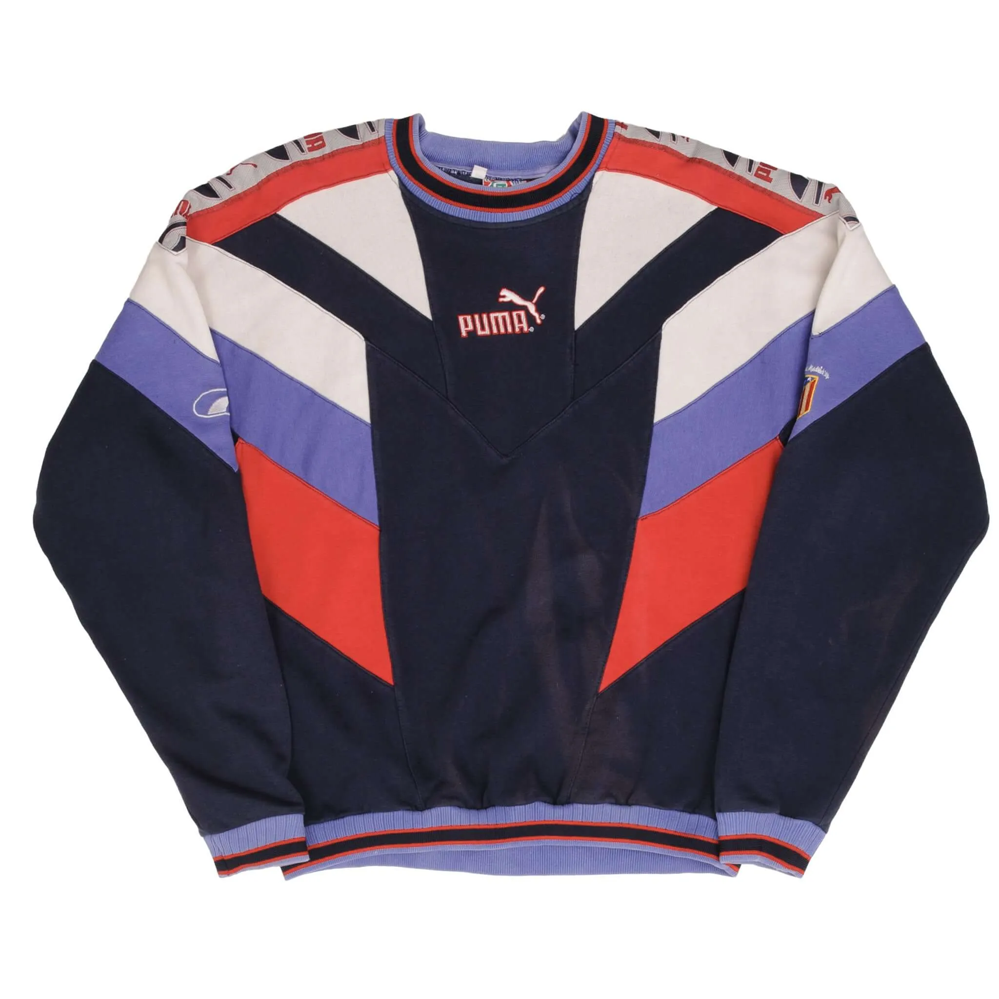 VINTAGE SOCCER ATHLETICO MADRID PUMA CREWNECK SWEATSHIRT 1980S SIZE SMALL