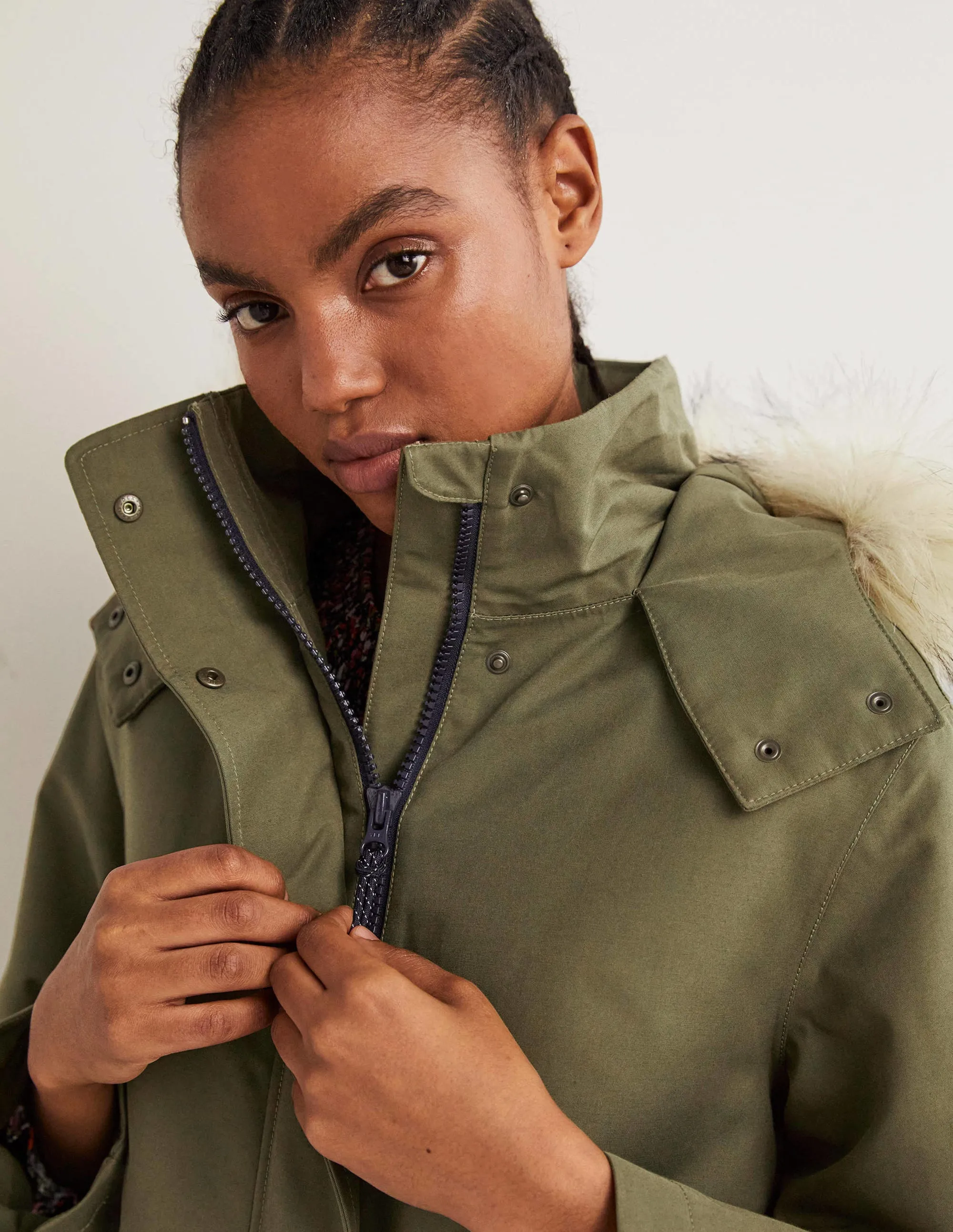 Waterproof Borg Lined Parka-Basil Green