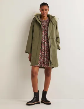 Waterproof Borg Lined Parka-Basil Green