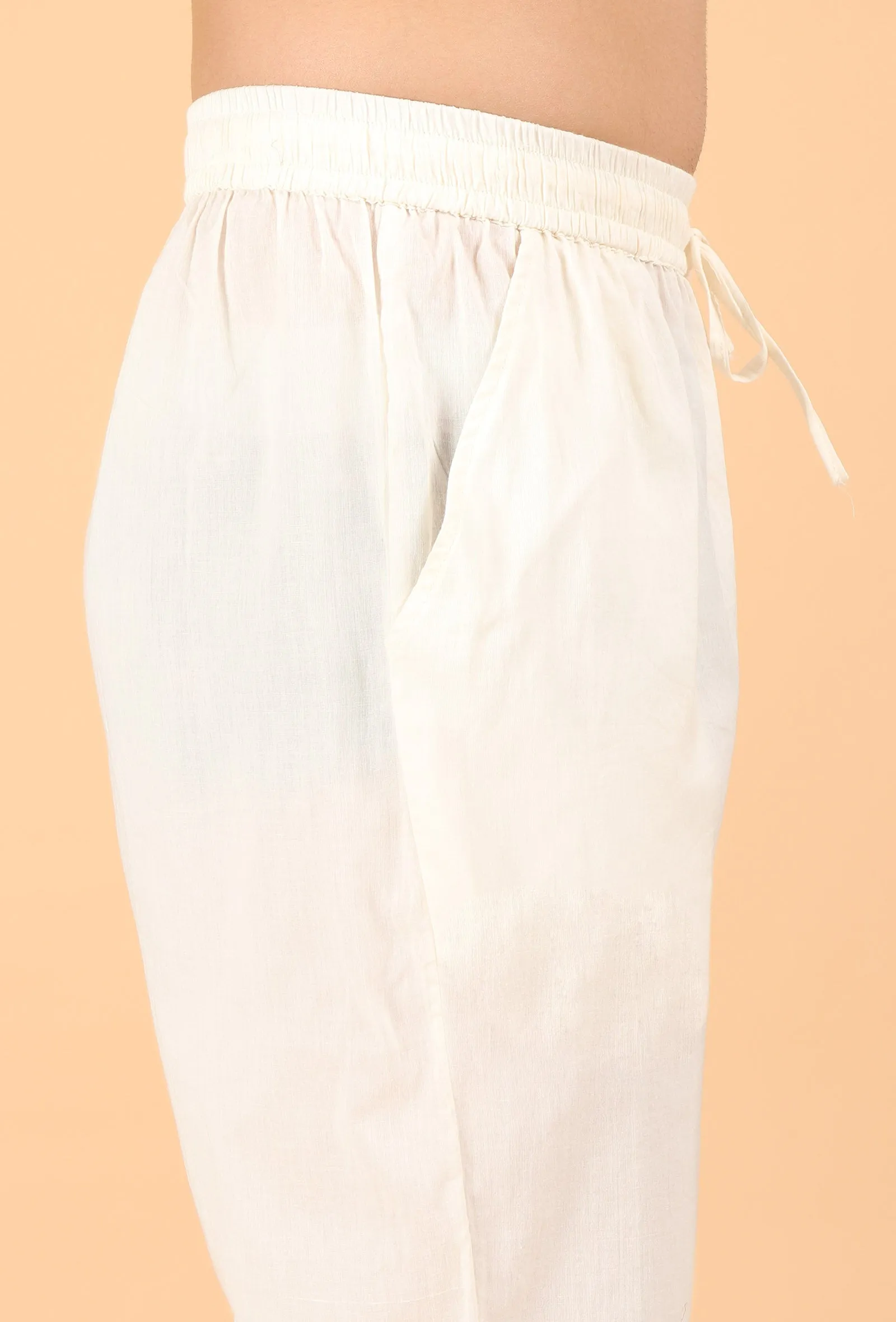 White Cotton Mulmul Kurta & Pant