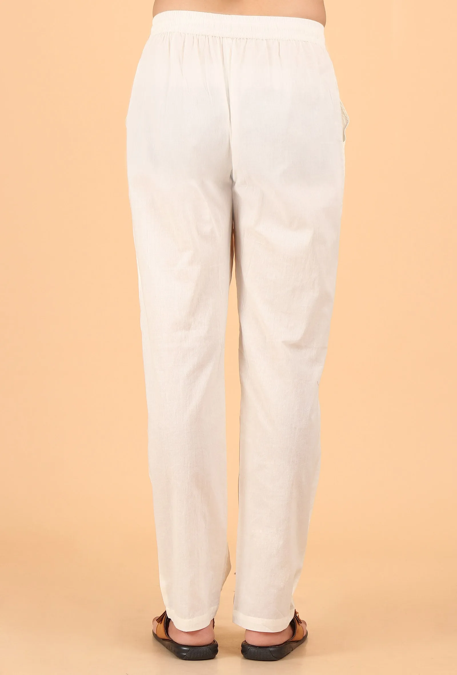 White Cotton Mulmul Kurta & Pant