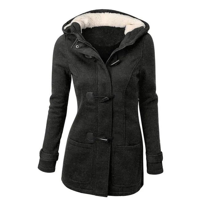 Women Breathable Stylish Horn Buutton Coat - WCT29125