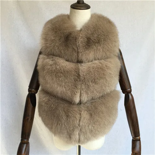 Women Real Fox Fur Vest Female Winter Autumn Genuine Fox Fur Waistcoat Coat Fashion Lady Gilet Natural Real Fur Vest for Women