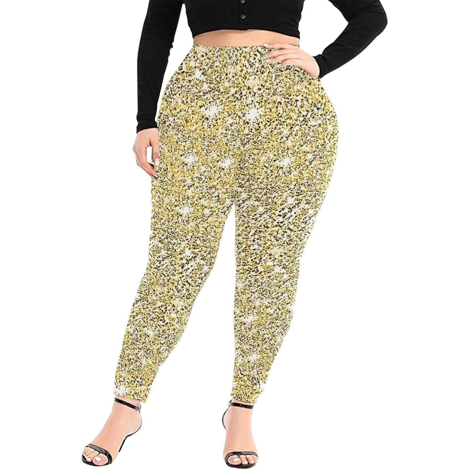 XXS-5XL Gold Sparkly High waisted Leggings,casual,gym/yoga/lounge/chillout/party wear,Christmas/Thanksgiving/Birthday/New Year/Ladies Gift