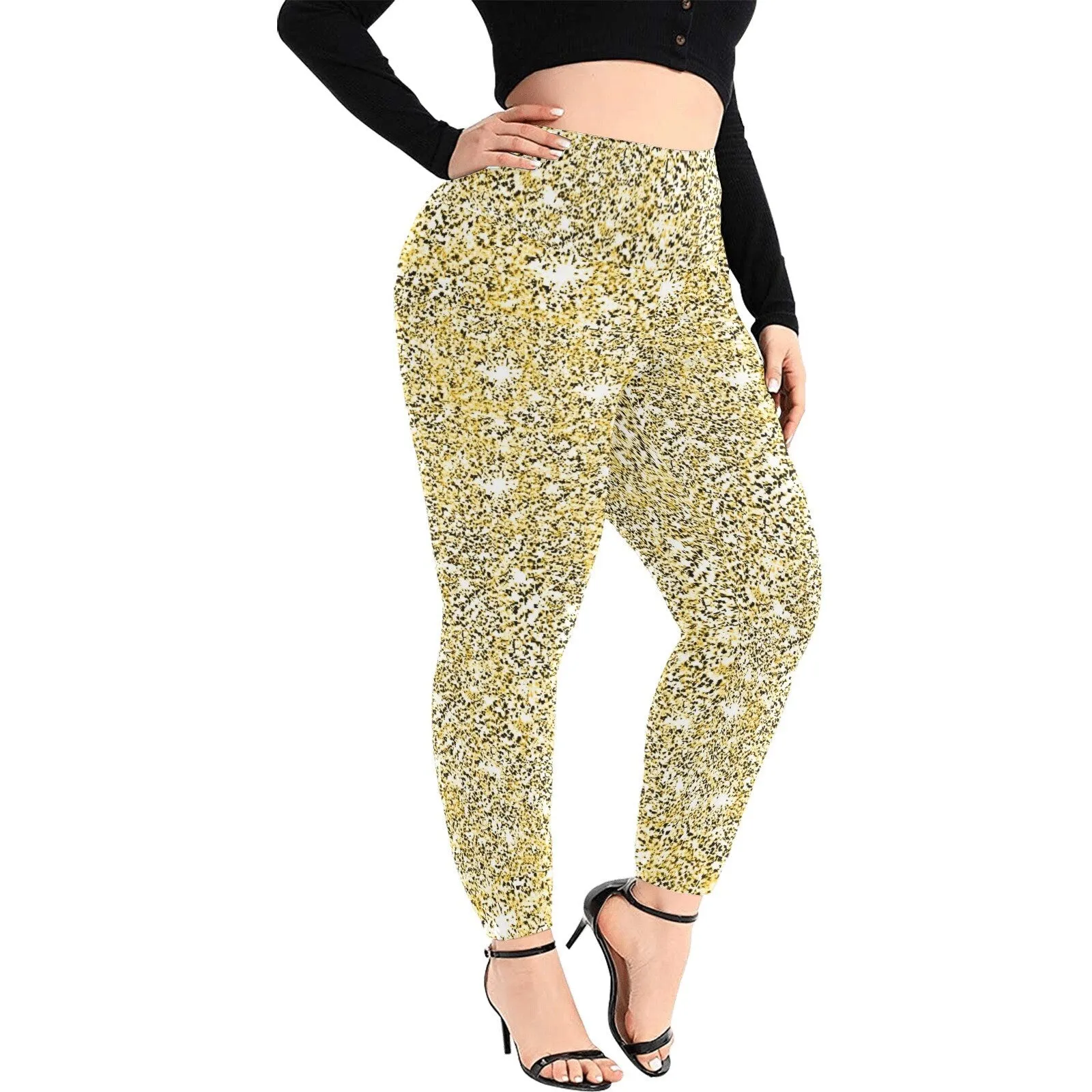 XXS-5XL Gold Sparkly High waisted Leggings,casual,gym/yoga/lounge/chillout/party wear,Christmas/Thanksgiving/Birthday/New Year/Ladies Gift