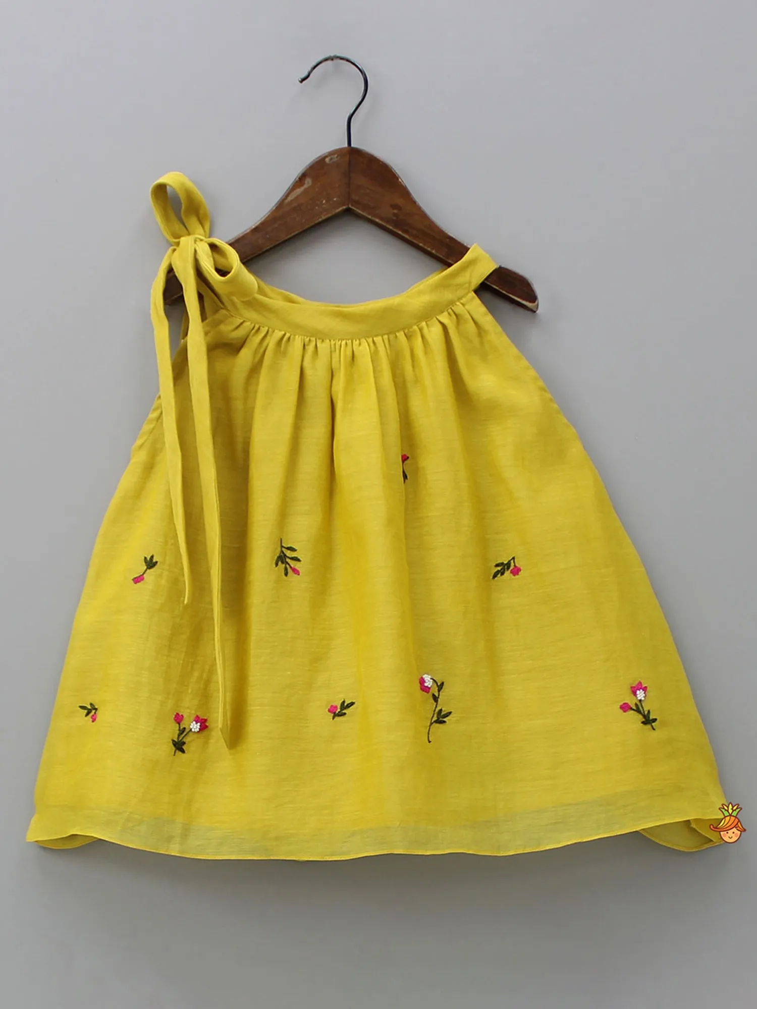 Yellow Chanderi Palazzo Set with Intricate Hand Embroidery detailing - Girls